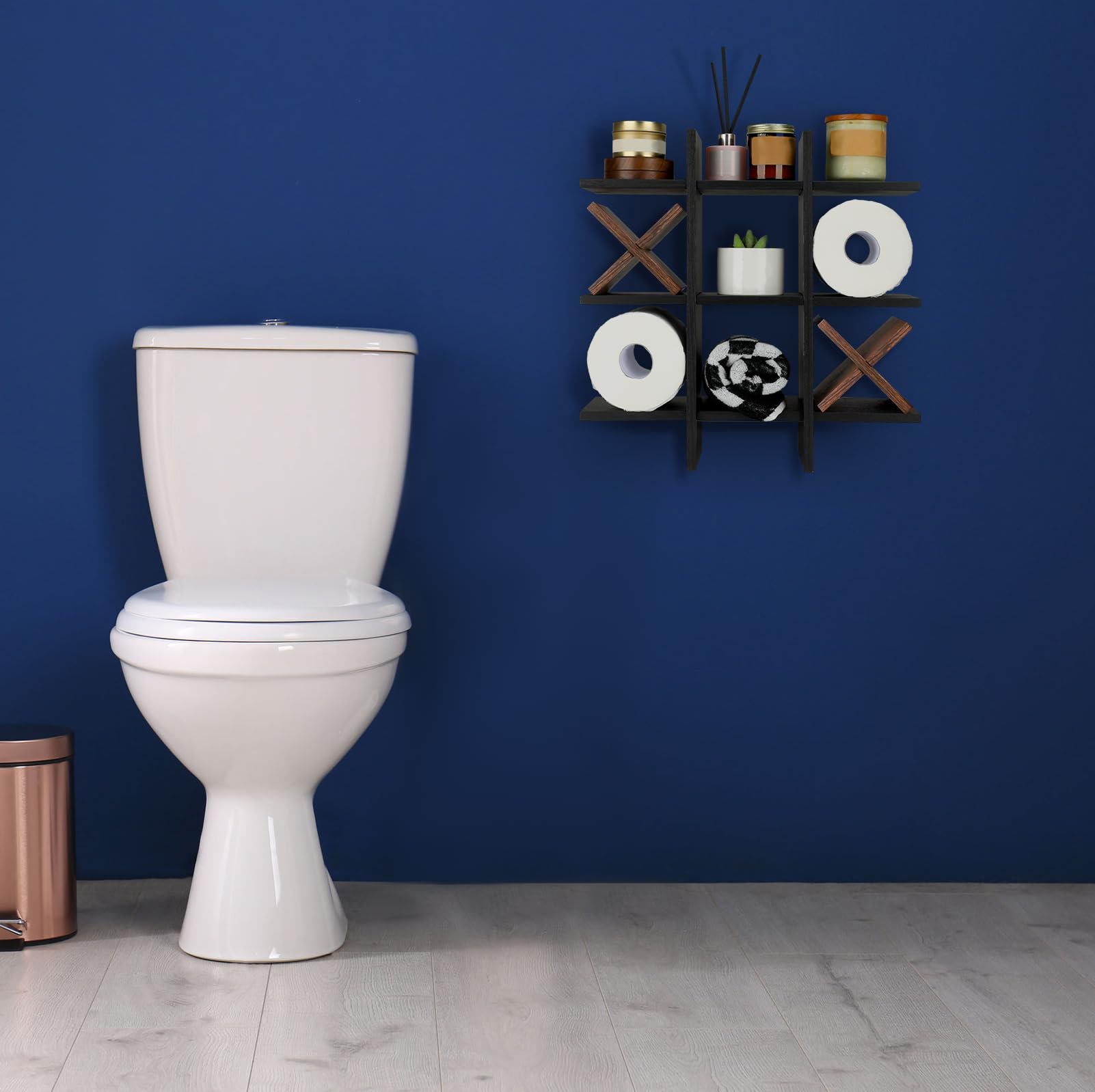Weysat Tic Tac Toe Toilet Paper Holder,Black, Dark Brown — Amazon image 7
