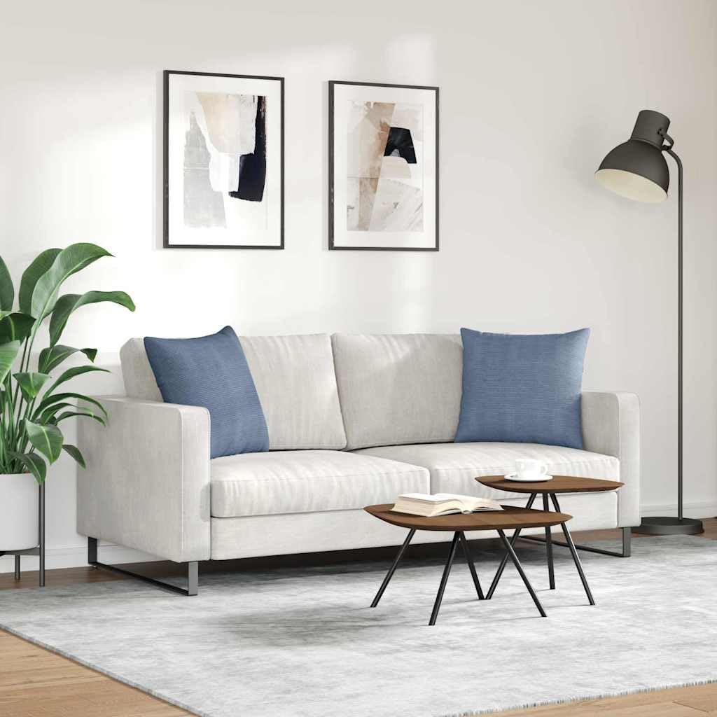 Set 2 Cuscini Divano Blu 50x50 cm Tessuto Corduroy Sfoderabili | Morbidi cuscini quadrati per soggiorno e camera da letto con imbottitura soffice e chiusura a cerniera pratica.