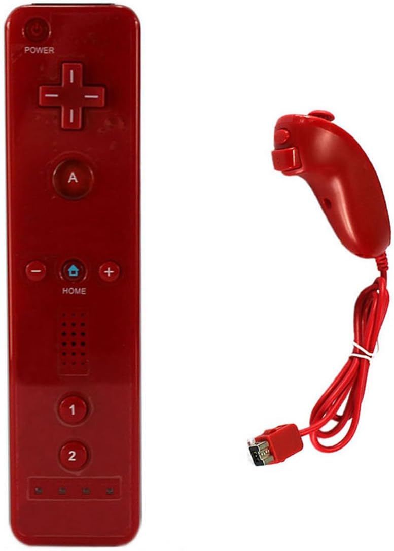 SREEGA Remote Controller And Nunchuck for Wii&Wii U with Case Skin (Red)