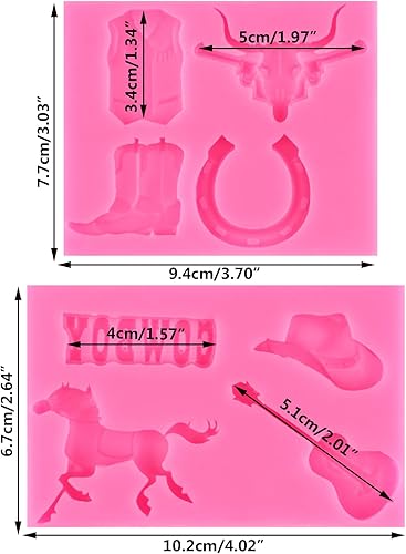 Vista 11 de Molde de silicona para cabeza de toro, para botas de flecha, herradura, pezuña de herradura, molde de fondant, molde de sillín para decoración