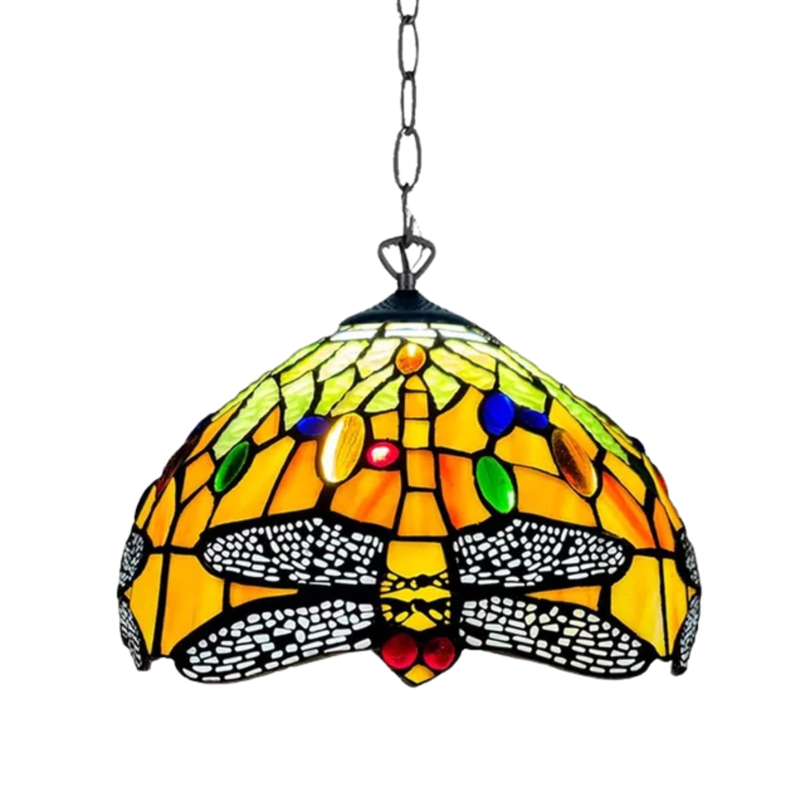 TIFFORA Tiffany Pendant Lamps Stained Glass Lamp Shades Handcrafted Stunning Quality Antique Design Pendant Light for Living Room Bedroom Lounge (TF(P)-1008)
