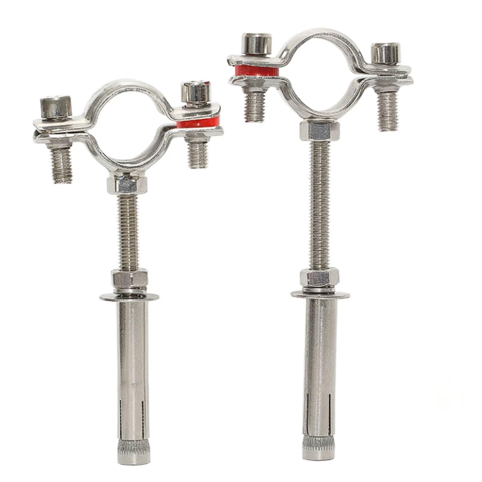 Esmen Uae One Color 304 Stainless Steel Fixed Pipe Support With Expansion Bolt Heavy Duty Pipe Clamps And Water Pipe Clips 2-Pack Tube Fittings(Φ25-27)