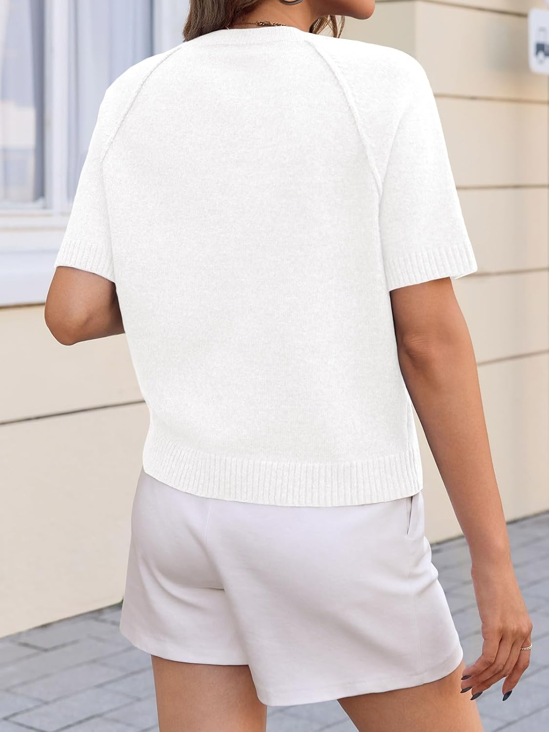 Cicy Bell Womens Short Sleeve Sweater Crewneck Knit Tops Fall Casual Loose Pullovers Shirts - Image 6