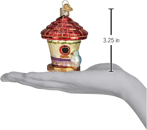 Miniatura 5 de Old World Christmas Adornos Regalos para el hogar Adornos de vidrio soplado para el árbol de Navidad, Casa de pájaros encantadora