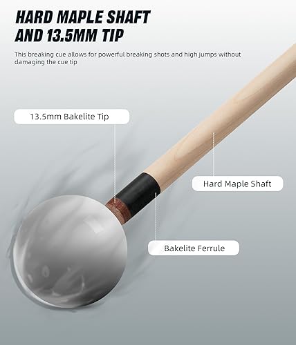 Miniatura 7 de CRICAL Heavy Hitter Jump Break Cue 3-Pieces 54inch Short Maple Break Jump Cue with 13.5mm Tip Punch Cue Professional Jump Cue Billiard Pool Stick