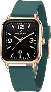 Paris Gabrielle Collection Luxury Analog Watch for Women with Square Dial, Date Display and Silicone Strap
