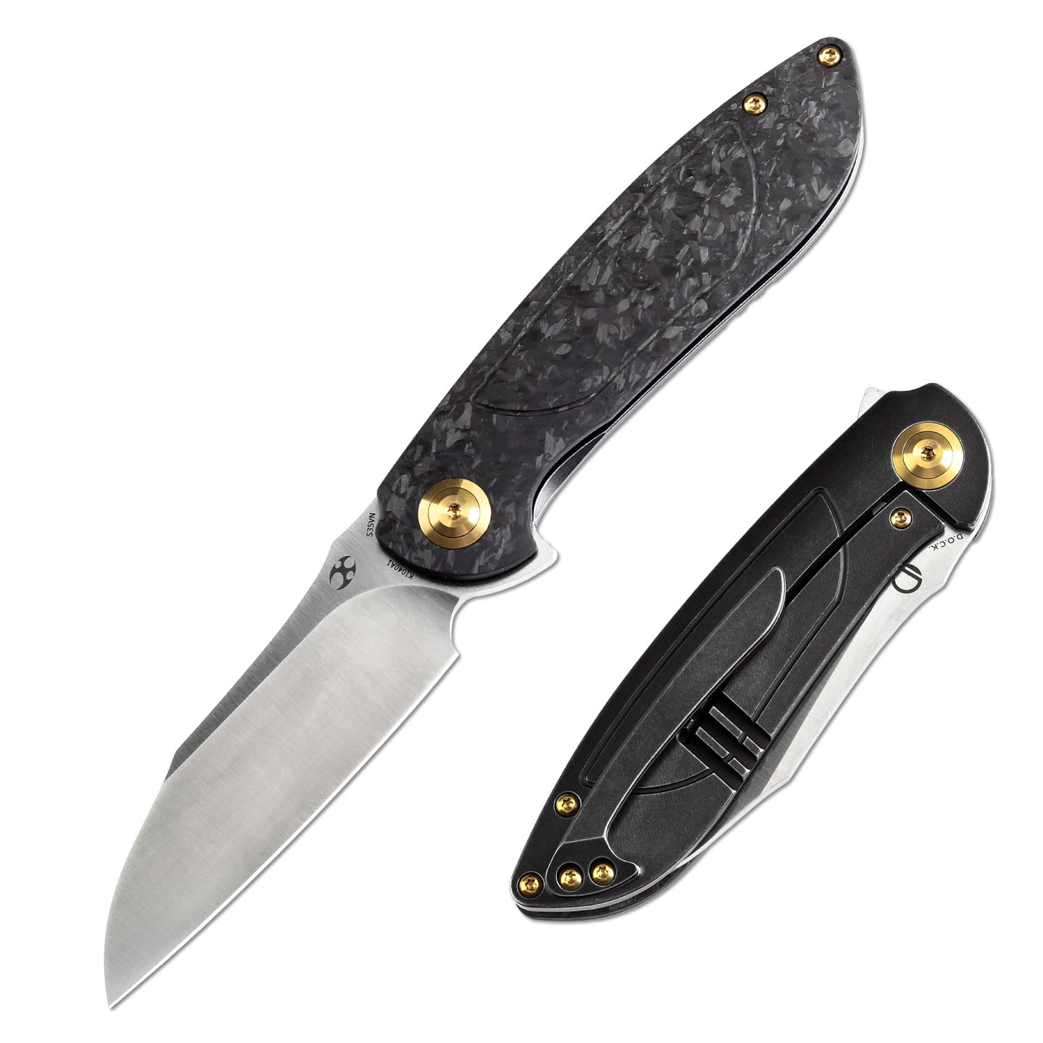 KANSEPT Prometheus Pocket Folding Knife for Men - EDC Camping 3.29'' Satin CPM S35VN With Twill Carbon Fiber Handle - Everyday Carry K1040A1