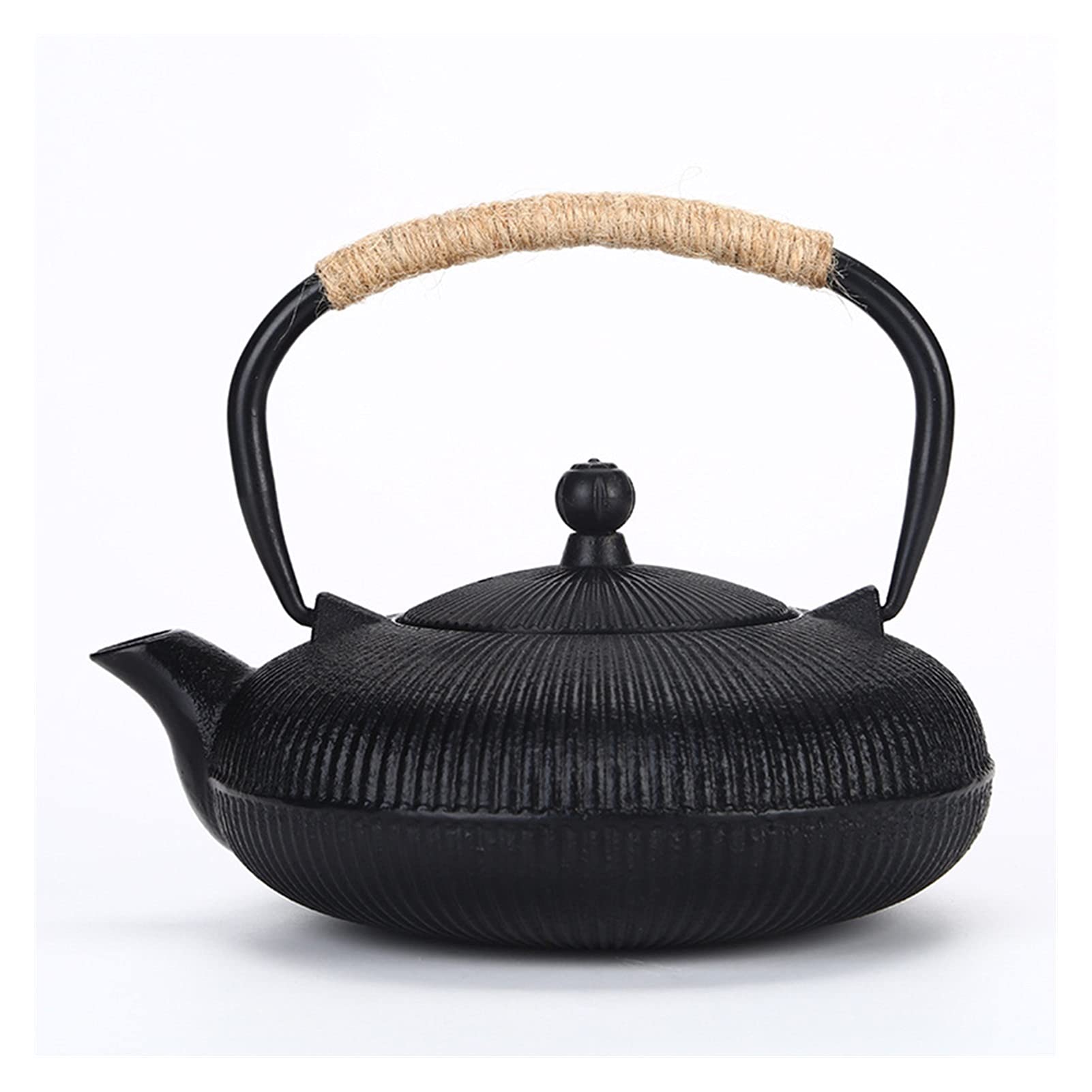 Tetera Hervidor de té de hierro fundido con filtro de tetera plana for agua hirviendo Juego de té de kung fu hecho a mano de agua hirviente Estufa de cerámica eléctrica Tetera 800ml Tetera