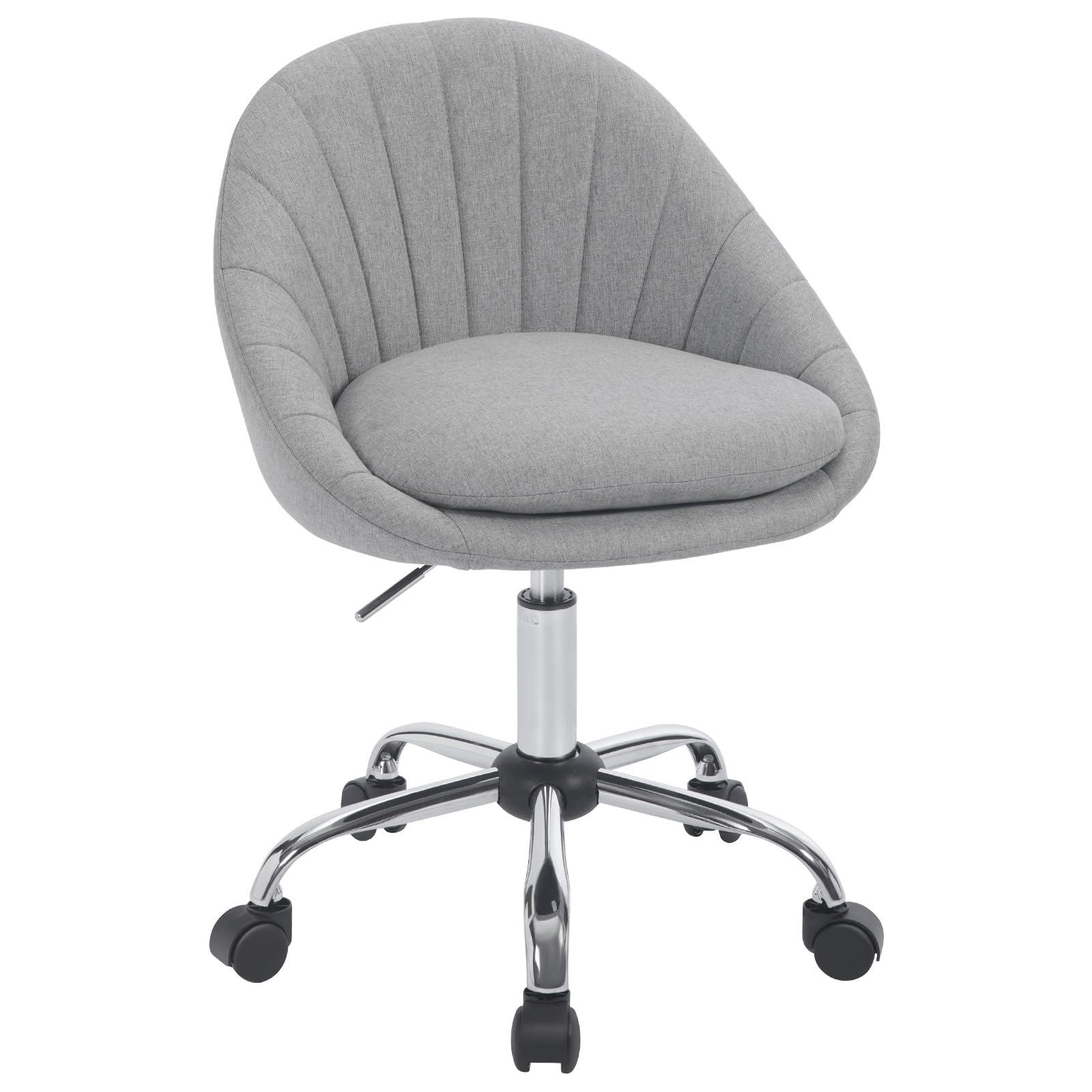 WOLTU Homeoffice Stuhl, Schminkstuhl, Schreibtischstuhl Grau, Leinen | Dicke bequeme Doppelpolsterung, Schaumstoffpolsterung, Drehstuhl mit Rollen, 150 kg, für Arbeitszimmer Schlafzimmer