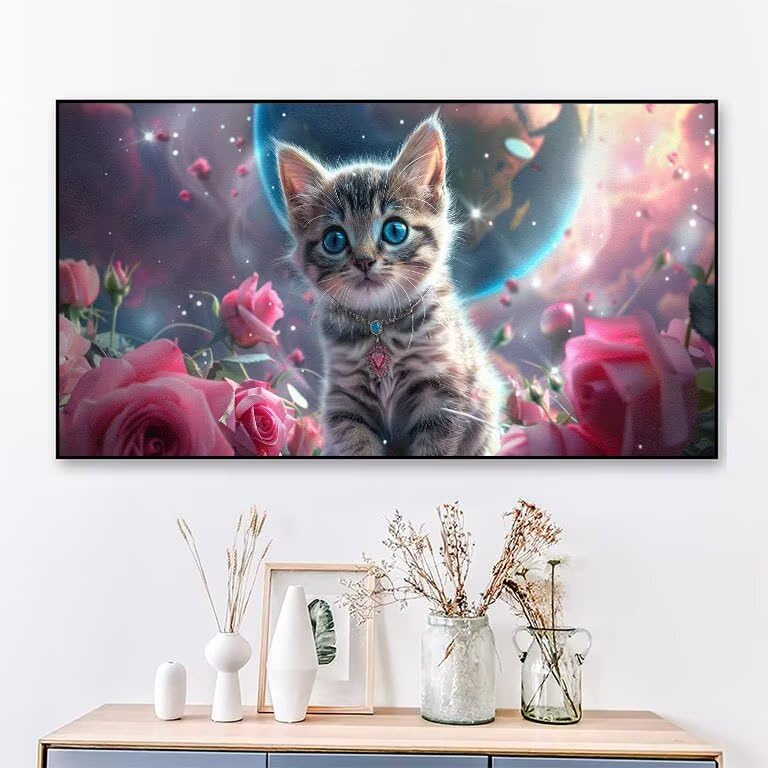Broderie Diamant Chat 5D Rose : Idée Cadeau Activité Manuelle