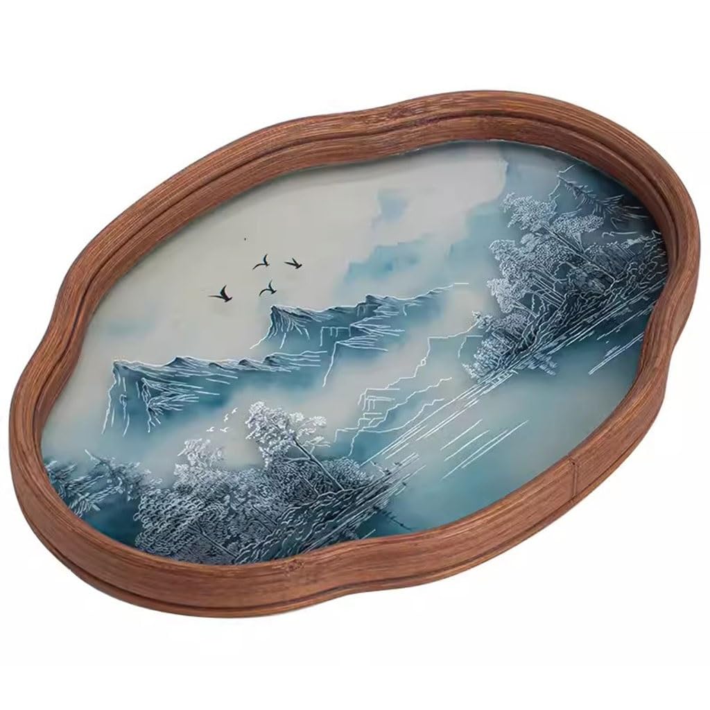 Plateau de rangement de bureau TUSUOD en verre rétro pour thé et collation