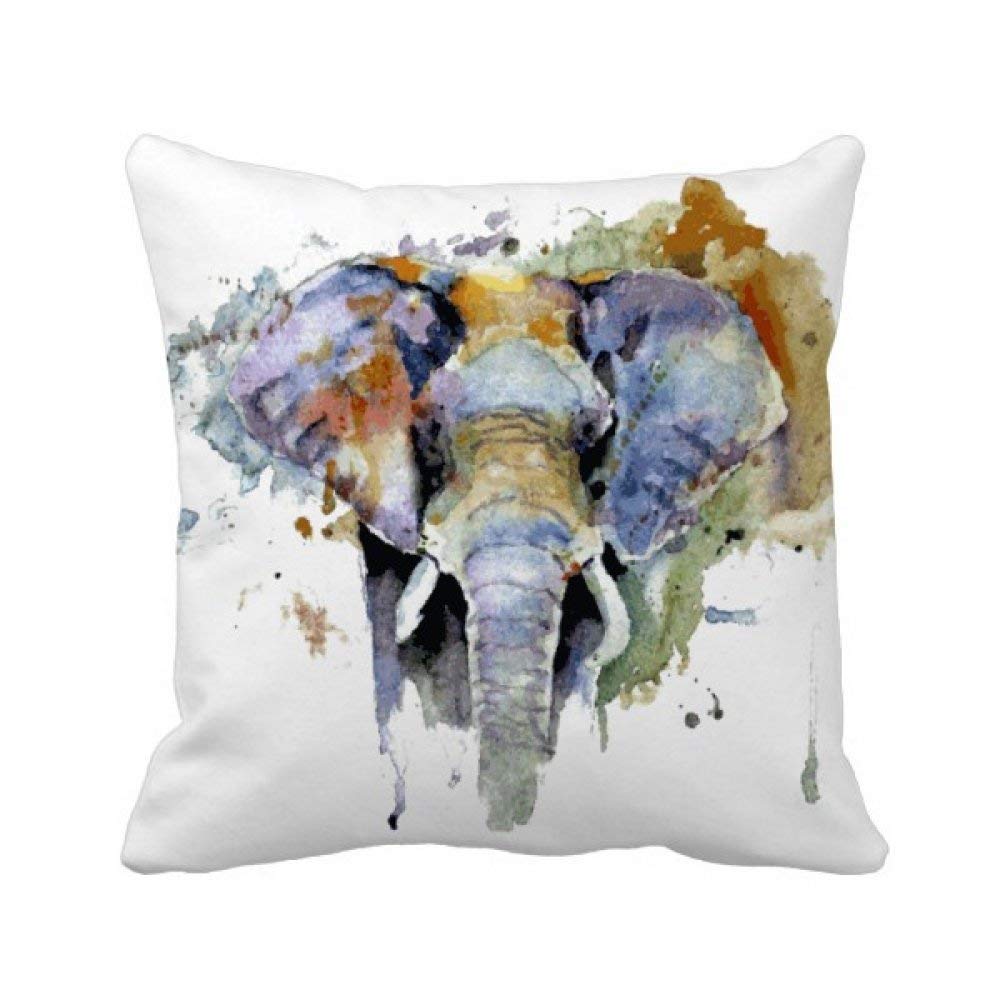 Housse de coussin éléphant peinte 45x45 cm carrée pour salon