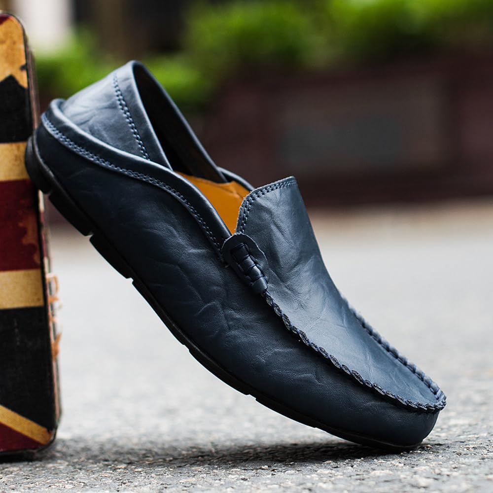 Mocasines Hombres Zapatos de Vestir Casuales Holgazanes Slip On Verano Plano Cuero Zapatos de Conducción Zapatillas