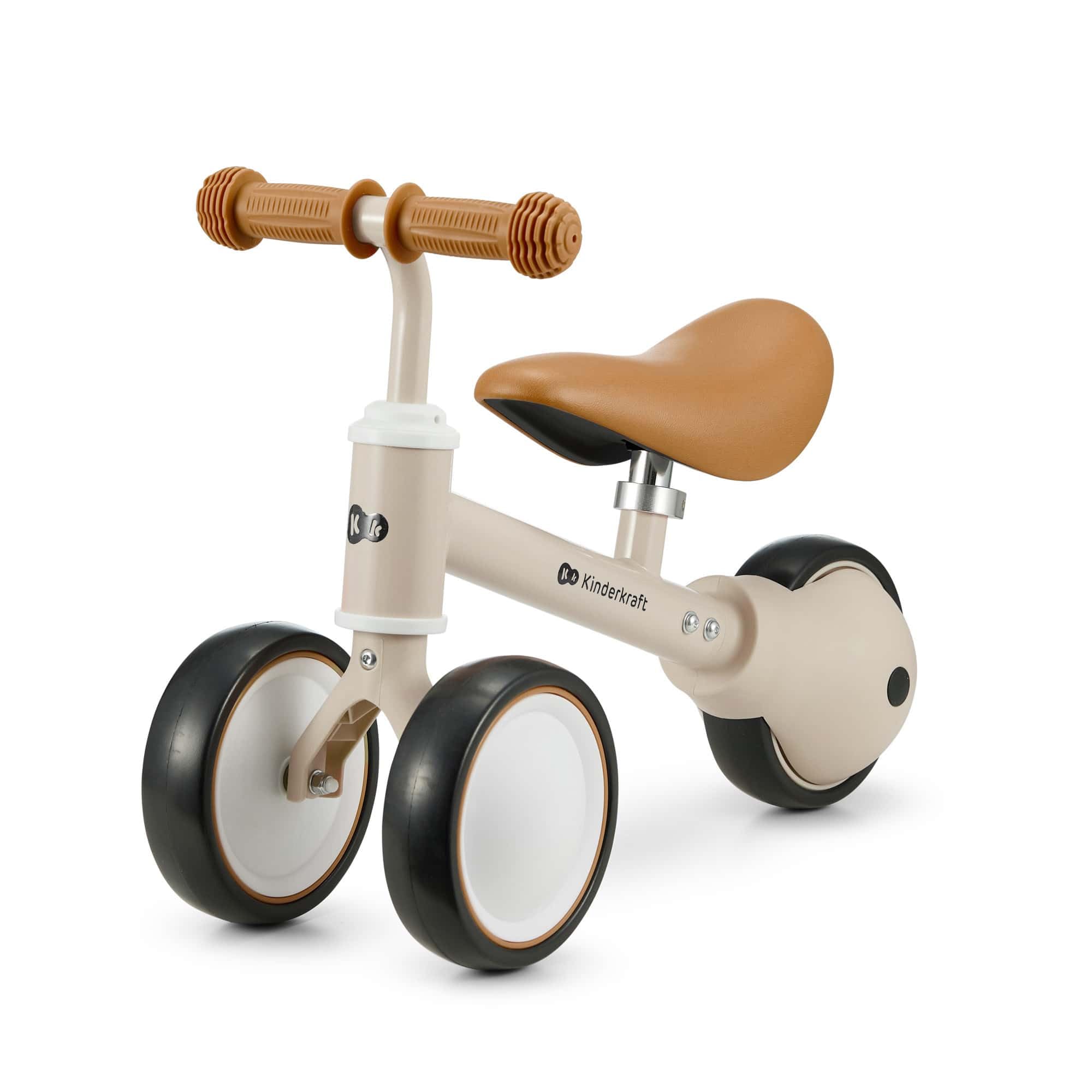 Kinderkraft Balance Bike CUTIE, Lightweight Kids First Bicycle, Baby Walker, Trike, No Pedals, with Ajustable Seat, for Toddlers, from 1 Year Old to 15 kg, Beige