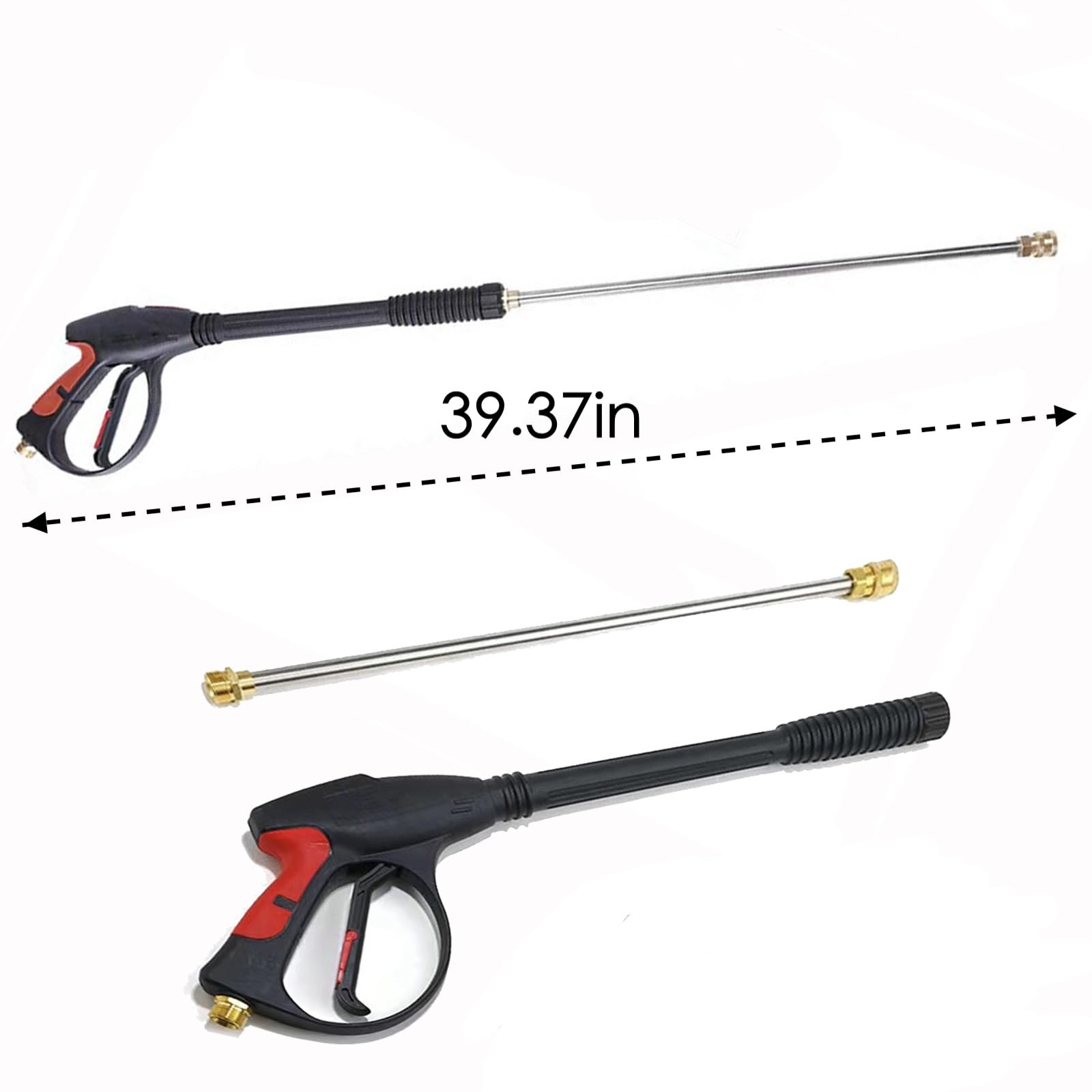 KZU Pistola de lavado a presión con varita de pulverización de extensión flexible, 5 puntas de boquilla, ajuste M22, 3000 PSI, conexión rápida de 1/4 pulgadas, lanza de repuesto de extensión de