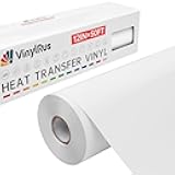 VinylRus Heat Transfer Vinyl-12” x 50ft White Iron on Vinyl Roll for Shirts, HTV Vinyl for Silhouette Cameo, Easy to Cut & Weed