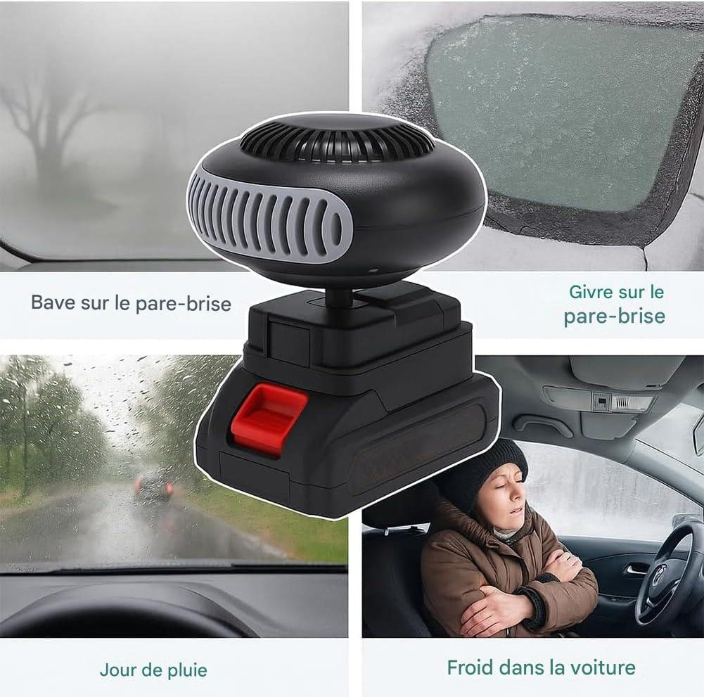 Chauffage A Batterie,Chauffages Voiture Portable Sans Fil, Chauffage Sur Batterie Rechargeable, Dégivrage&Désembueur, 2 Vitesses De Température (2 batteries,64V)
