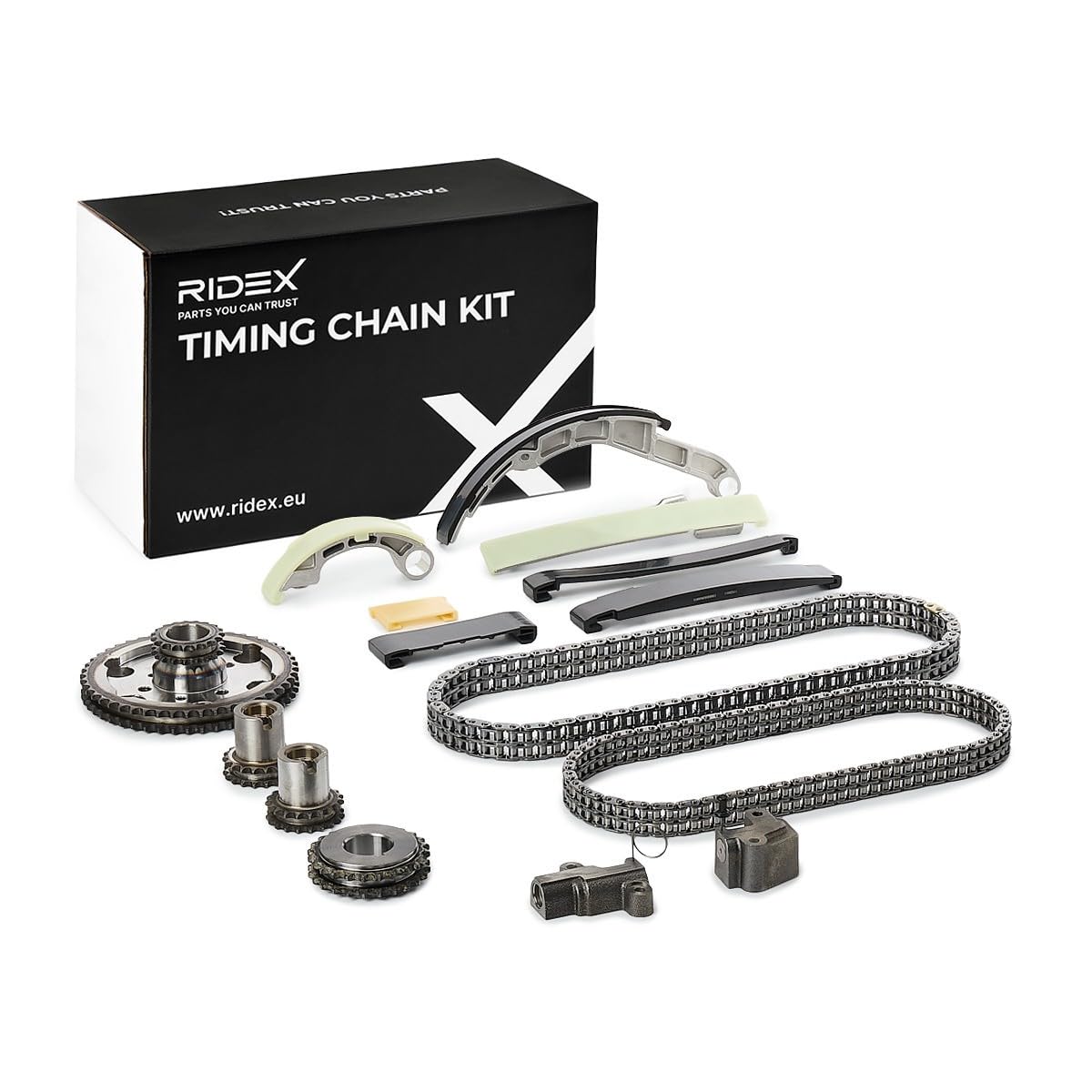 RIDEX 1389T2485 Kit catena distribuzione con guarnizioni con ingranaggio Compatibilità con NISSAN NP300 Navara Pick-up D40
