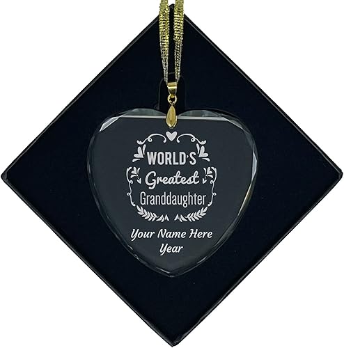 Miniatura 8 de LaserGram Personalized Glass Christmas Ornament, World's Greatest Granddaughter, Custom Laser Engraved Gift Idea (Diamond Shape)