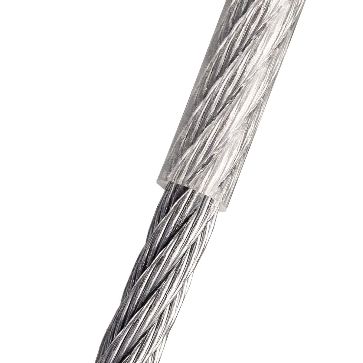 Seilwerk STANKE cuerda de acero inoxidable en cubierta de PVC, 30m cuerda inox V4A 3mm 7x7, 4x tensor gancho- ojo M6 galvanizado, 16x guardacabo V4A, 16x abrazadera V4A - SET 6