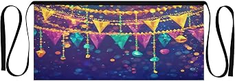 Mardi Gras Carnival Server Aprons with 3 Pockets, Water Resistant Waist Apron for Adults Half Apron for Women - 12 Inch