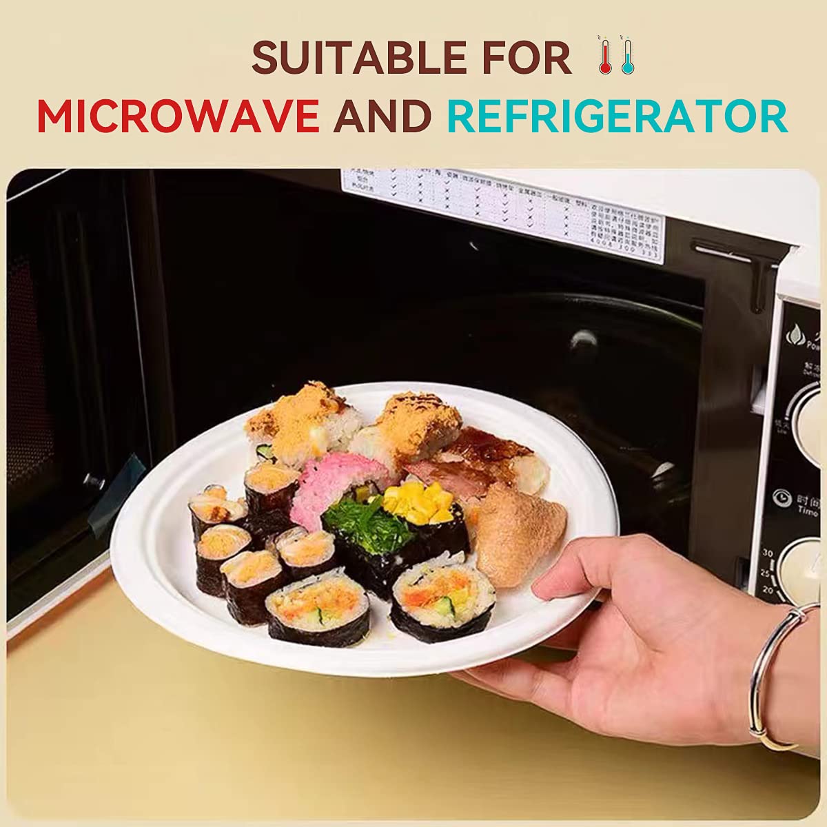 100 Piatti Di Carta In Fibra Di Canna Da Zucchero - 15.2cm, Biodegradabili, Compostabili, Per Microonde - Foto 8