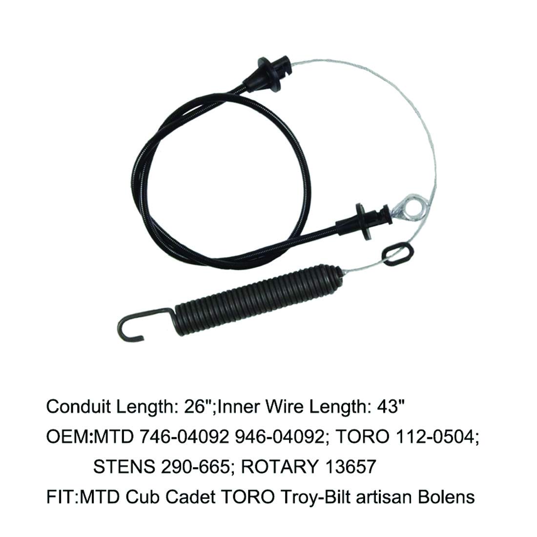 Deck Engagement Clutch Cable replaces MTD Cub Cadet TORO Troy-Bilt artisan Bolens 746-04092/946-04092 (43" Inner Wire Length) - Image 3