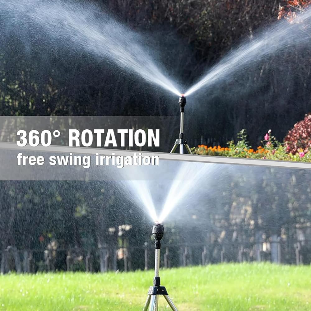 360 Grad Rotating Tripod Sprinkler,Rasensprenger Große Flächen,Regner Stativ Für Rasensprenger, Automatisch Rotierende Stativsprinkler Garden Sprinkler Bewässerungssystem Für Hof, Garten, Rasen-3pcs