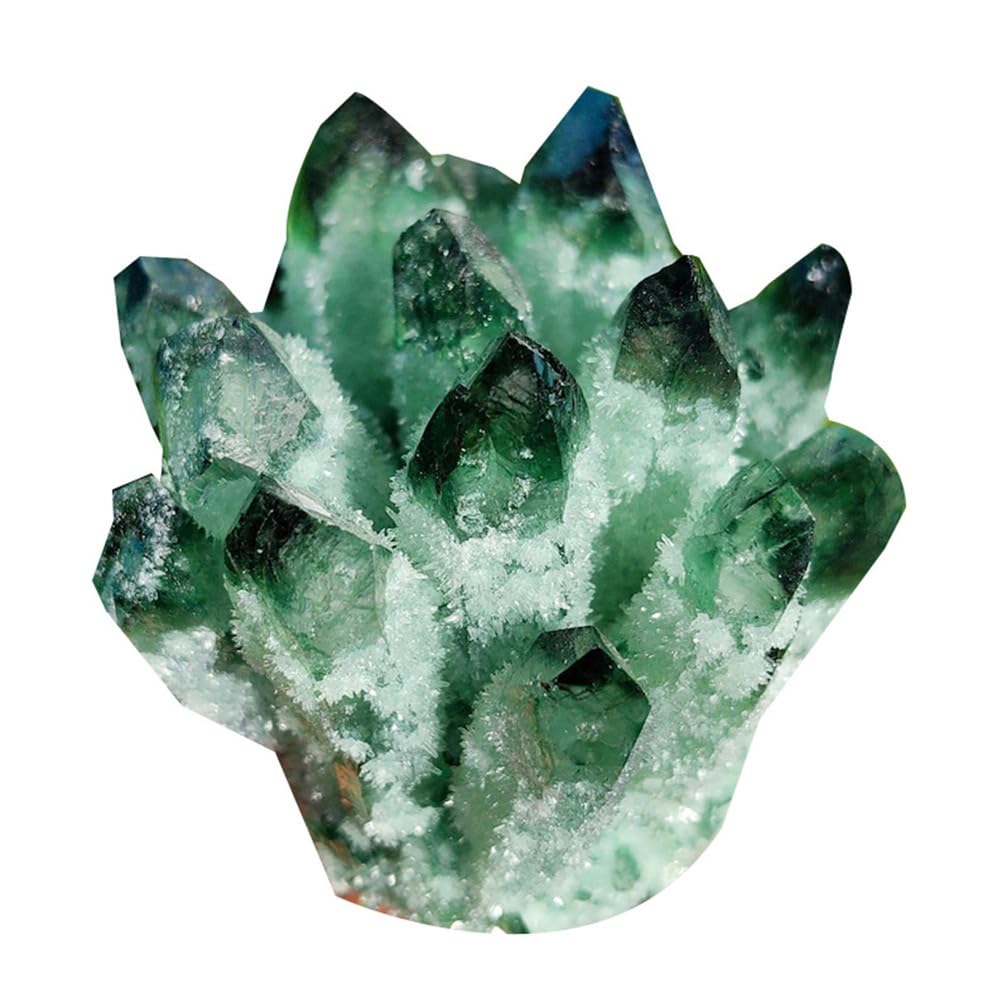 BJXKHFPIV Green Crystal Cluster Decoration Crystal Cluster Points Quartz Ornament for, Feng Shui Home Decor and Gift,400~500g