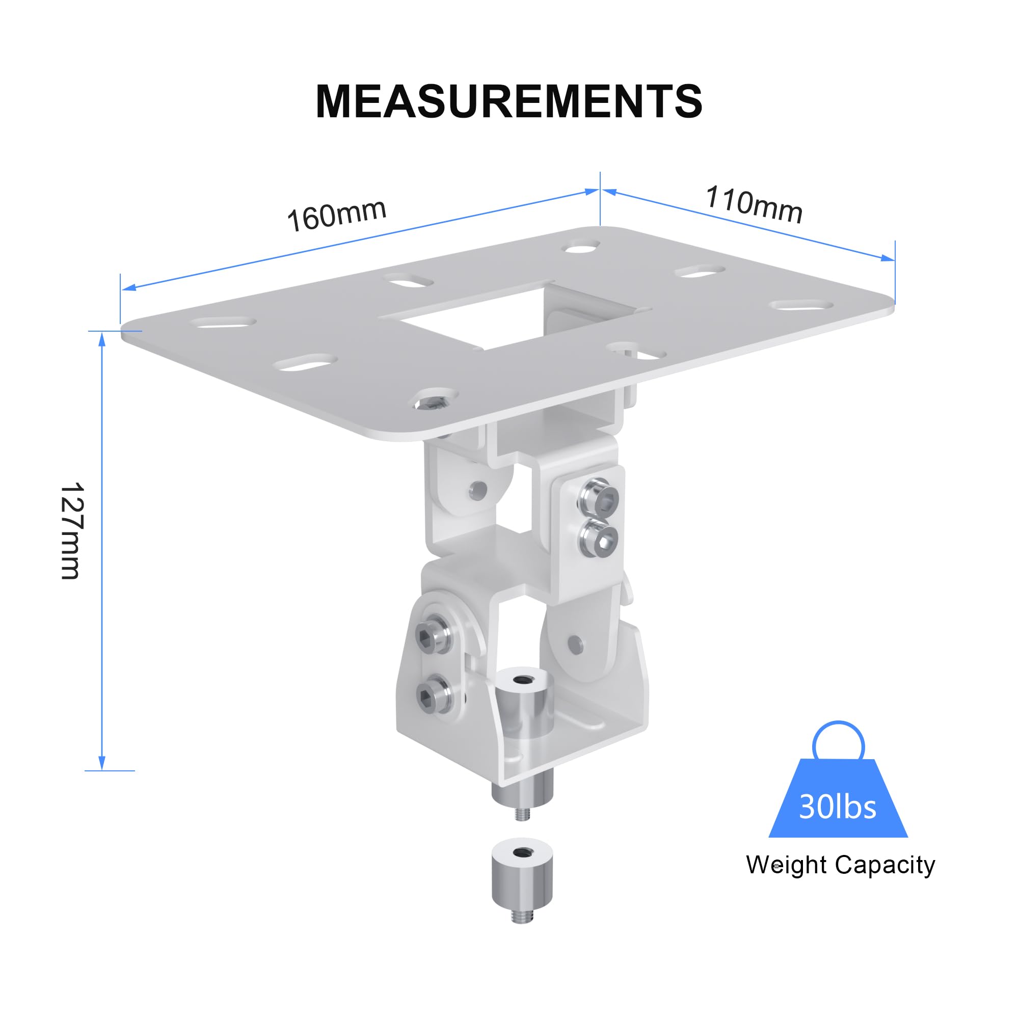 XINLEI Projektor Deckenhalterung, Mini Projektor Decke Wandhalterung Ständer Einstellbar für Mini Projektor mit 2 kostenlosen Adaptern, Weiß PR14MINIW
