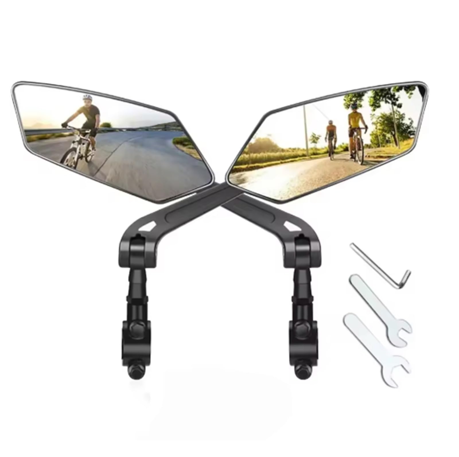 retroviseur guidon Rétroviseur Pour Réflecteur De Vélo Électrique, Clair À Large Portée, Gauche Droit, Réglage La Rotation 360 Degrés(Black pair)