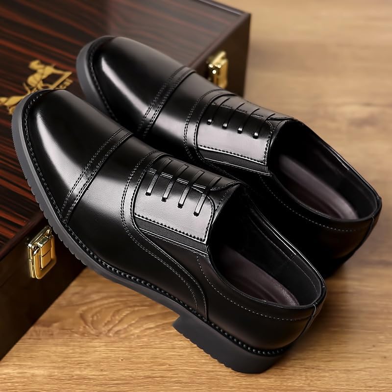 Men Oxford Superior Flexural Leather Fashion Dress Shoes Classic Round Toe Lace Up Lug Sole Soft Bottom Business Work Dress Shoes3
