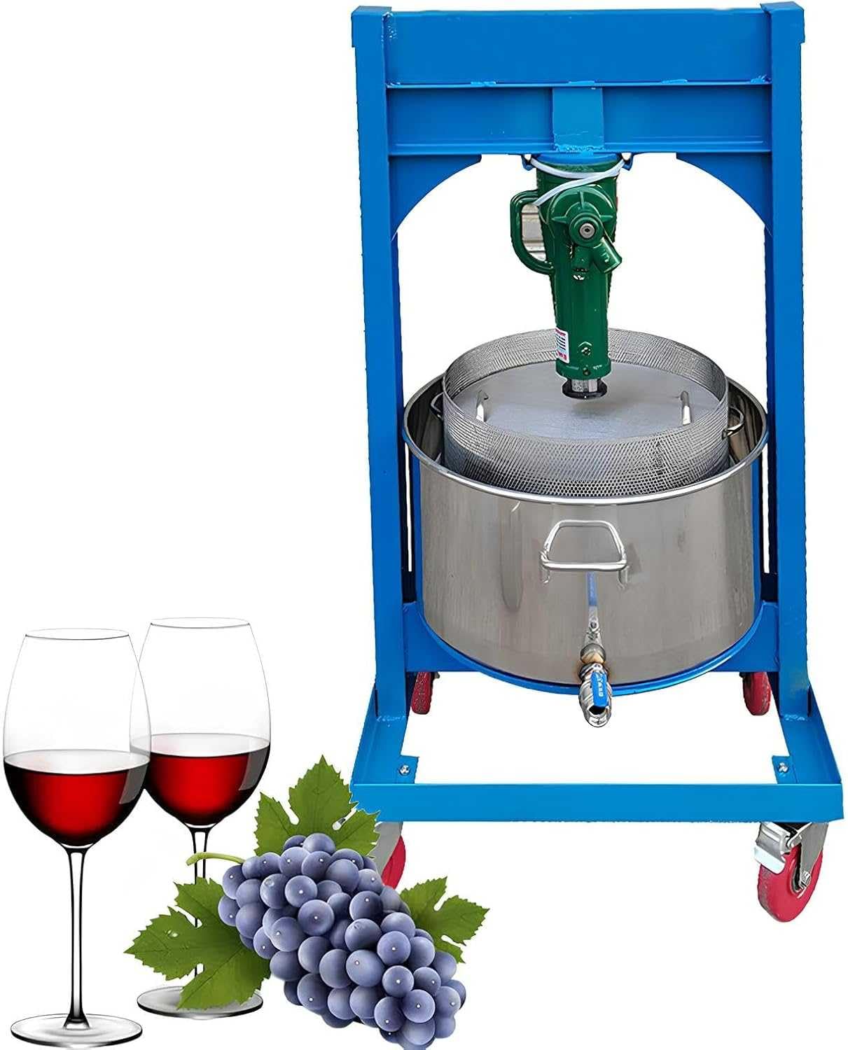 Hydrauliczna prasa do owoców, wyciskarka do soków ze stali nierdzewnej do jabłek i winogron, ciśnienie 2 ton, pojemność 2,1 l