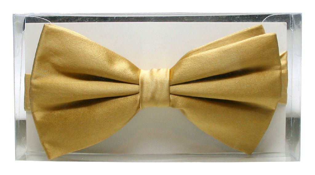 Vesuvio Napoli 100% SILK BOWTIE Solid GOLD Color Men's Bow Tie for Tuxedo or Suit