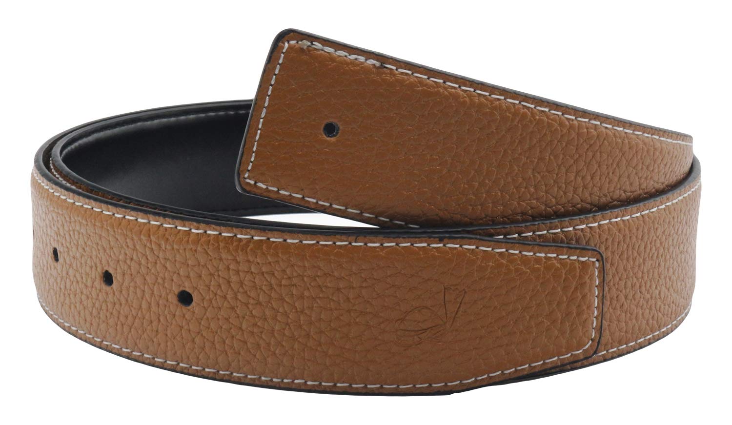Qha Men's Tan Leather Belts Genuine Replacet Belt Strap Without Buckle For Jeans 38Mm Wide Q06 34"-38"