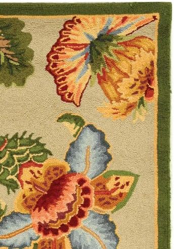 Miniatura 6 de SAFAVIEH Chelsea Collection - Alfombra decorativa de 2 pies 6 pulgadas x 4 pies, color salvia, lana de campo francesa enganchada a mano, ideal para