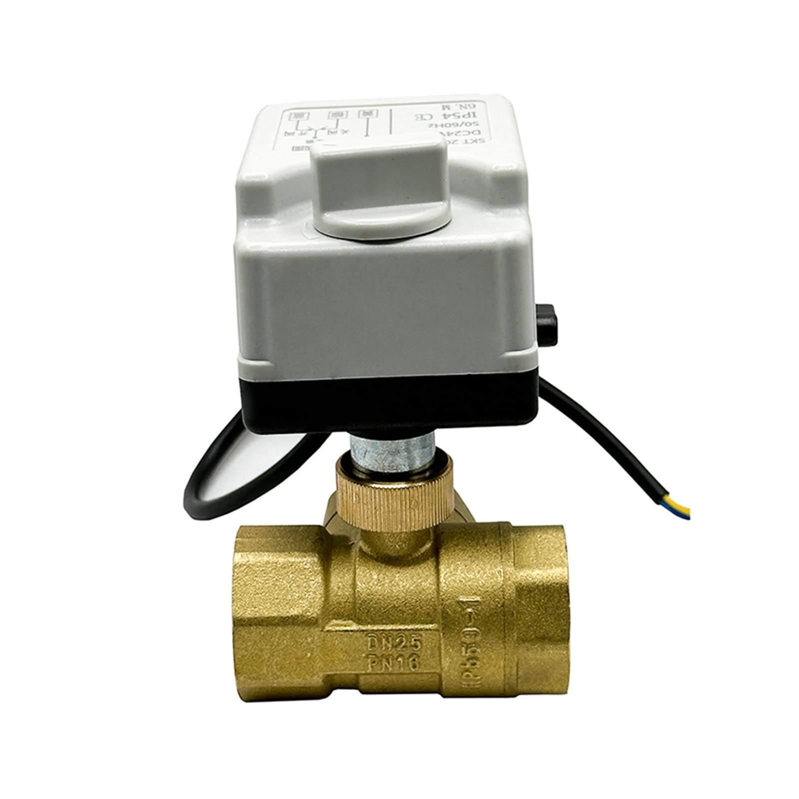 Válvula motorizada 3 vias Válvula de bola motorizada de 3 vías de 1/2 ", 3/4", 1 ", 2 pulgadas, válvula de bola eléctrica, válvula de bola de latón, Control de dos líneas con interruptor Manual ( Size