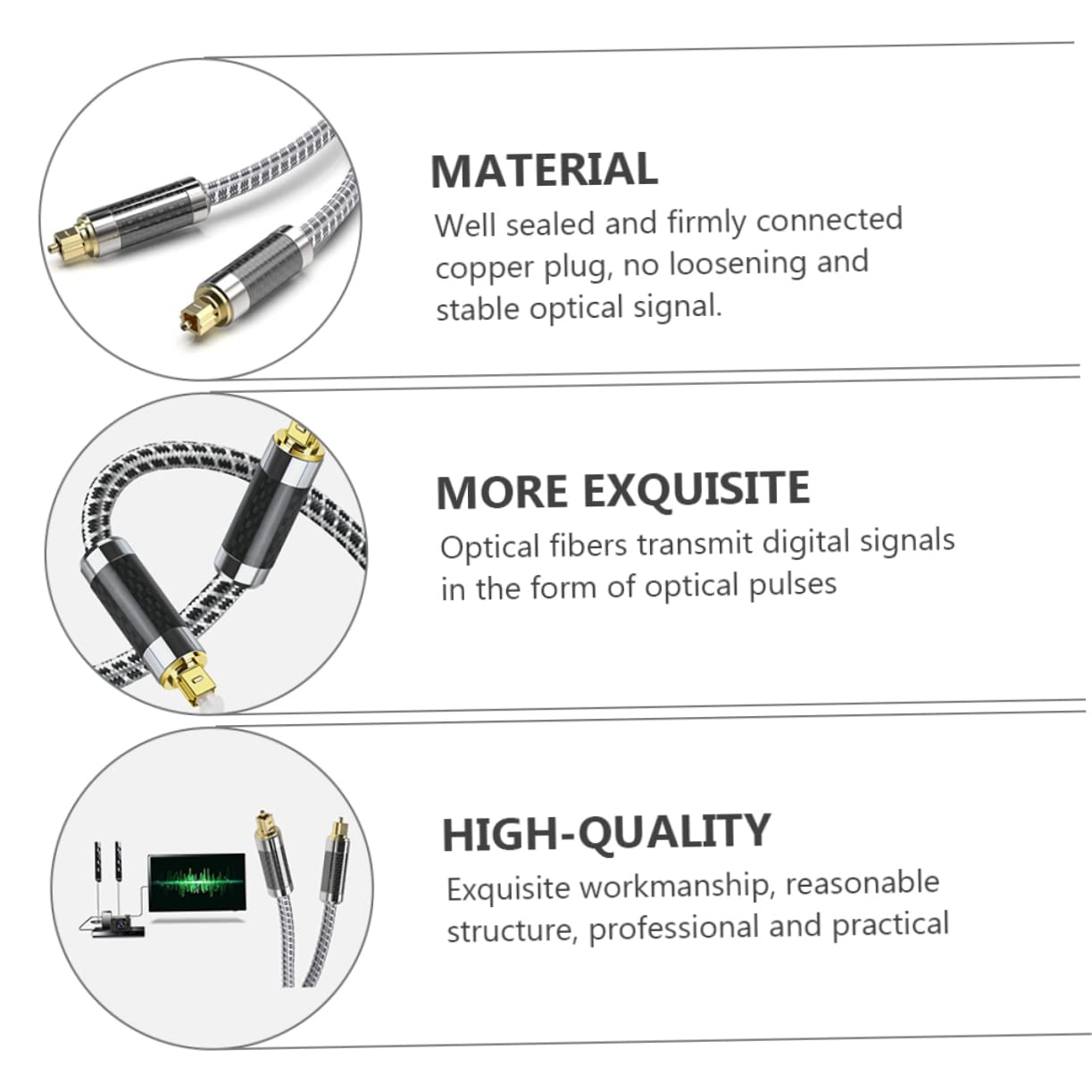 NUOBESTY Cavo Audio Ottico Digitale Maschio a Maschio 5 Metri Nero