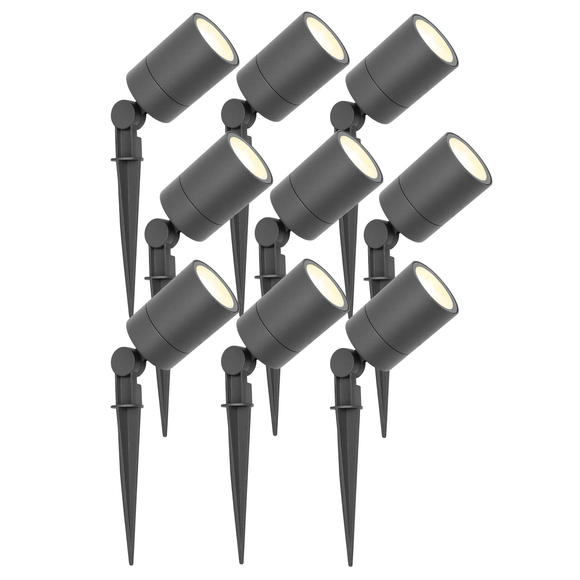 Ledvion 9 pezzi Faretti Esterno Lampade IP65 3W 2700K GU10 picchetto | Per giardino terrazza vialetto aiuole e luce decorativa esterna