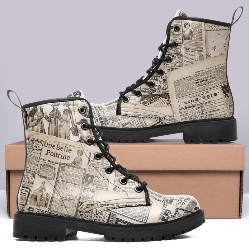 Image of Fashion Ankle Boots For Men Women Floral Mushroom Star Trendy Lace Up Unisex Booties Combat Trendy Street Wear Boots