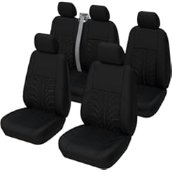 Fundas Asientos Ford Tourneo Connect TOYOUN Juego de Fundas de Asientos Universales para Furgonetas, Coches y Camiones de 5 plazas, Poliéster Protector Cubre Asiento Delantero y Trasero Accesorios de Automóvil,Negro