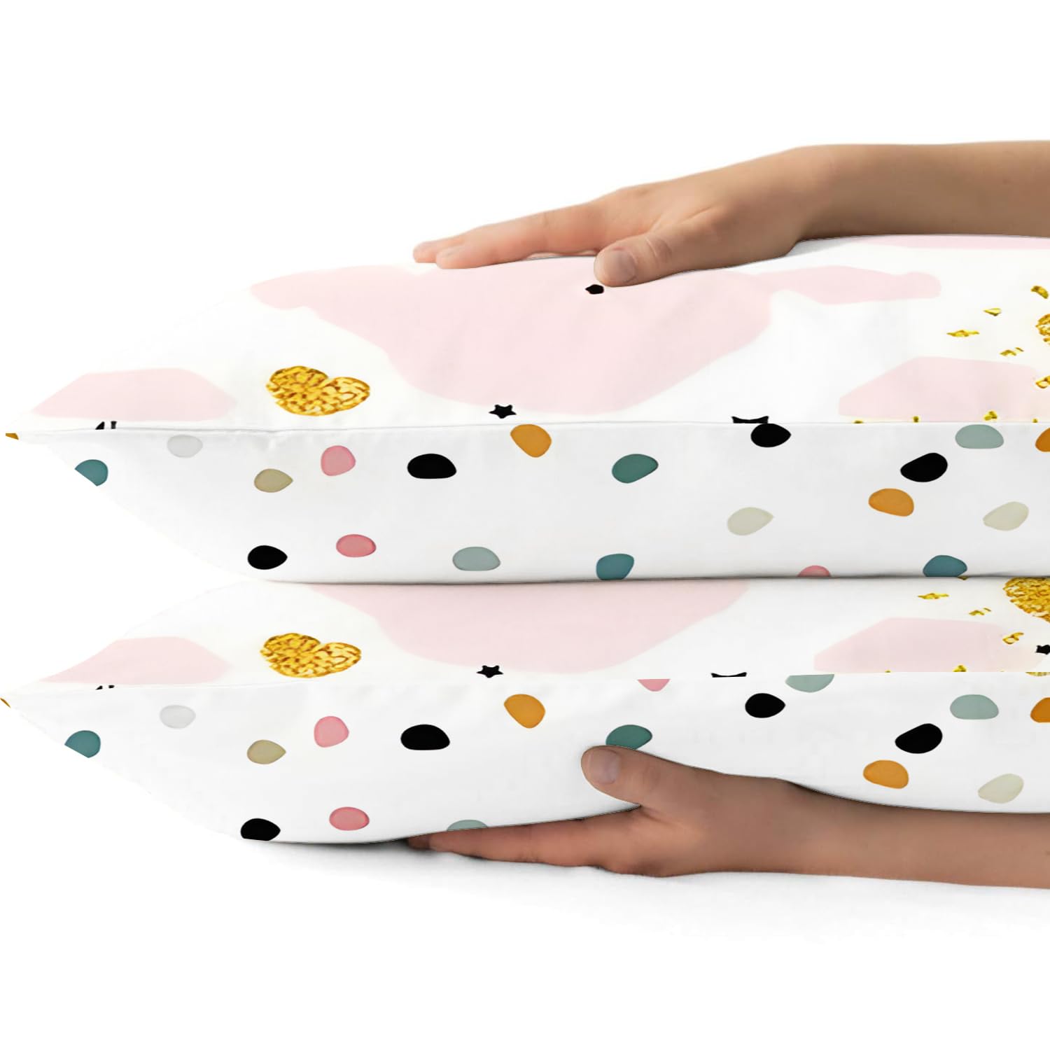 Parure de Lit pour Bébé Nuage Rose - Imprimée Mignonne Fille - Housse de Couette Enfant 100x135 cm en Microfiber + 2 Taie d'oreiller 40x60 cm pour Lit 60x120 ou 70x140 cm - Blanc Rose
