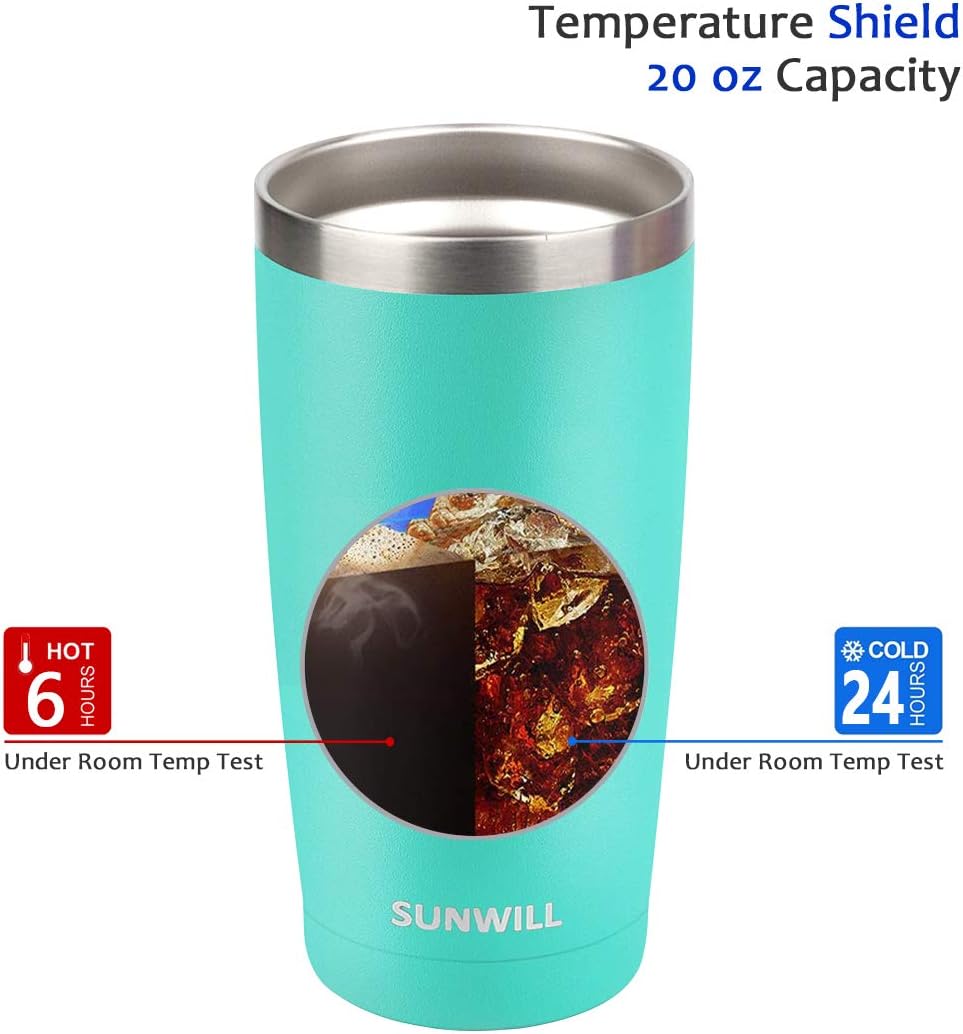 Up To 60% OFF SUNWILL 20oz Tumbler with Lid, Stainless Steel Vacuum Insulated Double Wall Travel Tumbler, Durable Insulated Coffee Mug, Powder Coated Teal, Thermal Cup with Splash Proof Sliding Lid One-Day Sale: Up to 70% Off SUNWILL 20oz Tumbler with Lid, Stainless Steel Vacuum Insulated Double Wall Travel Tumbler, Durable Insulated Coffee Mug, Powder Coated Teal, Thermal Cup with Splash Proof Sliding Lid