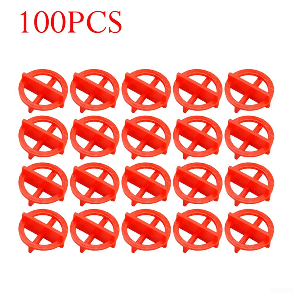 Sistema di livellamento per piastrelle in plastica, 100 pezzi, distanziatori, clip, cunei che supportano l'allineamento di precisione di piastrelle in porcellana, granito e marmo (rosso, 2 mm)