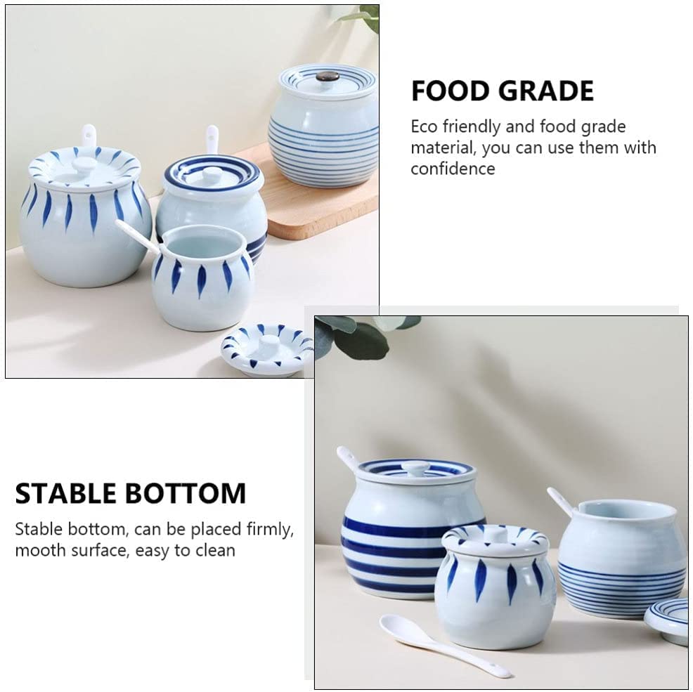 Amazon.co.jp: 調味料入れ 陶器 蓋付き スプーン 調味料