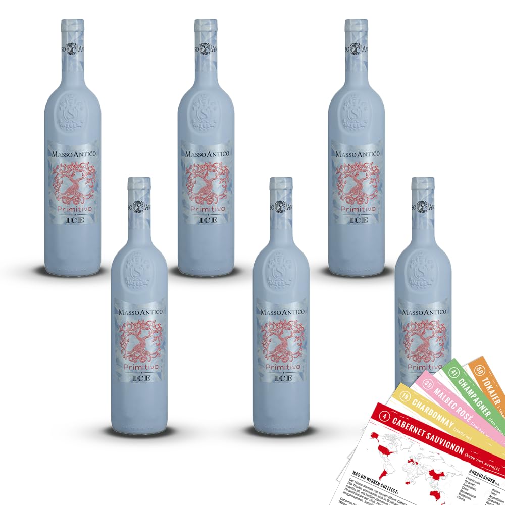 Masso Antico Primitivo Salento ICE, 2023, sortenreines Weinpaket + VINOX Winecards (6x0,75l)