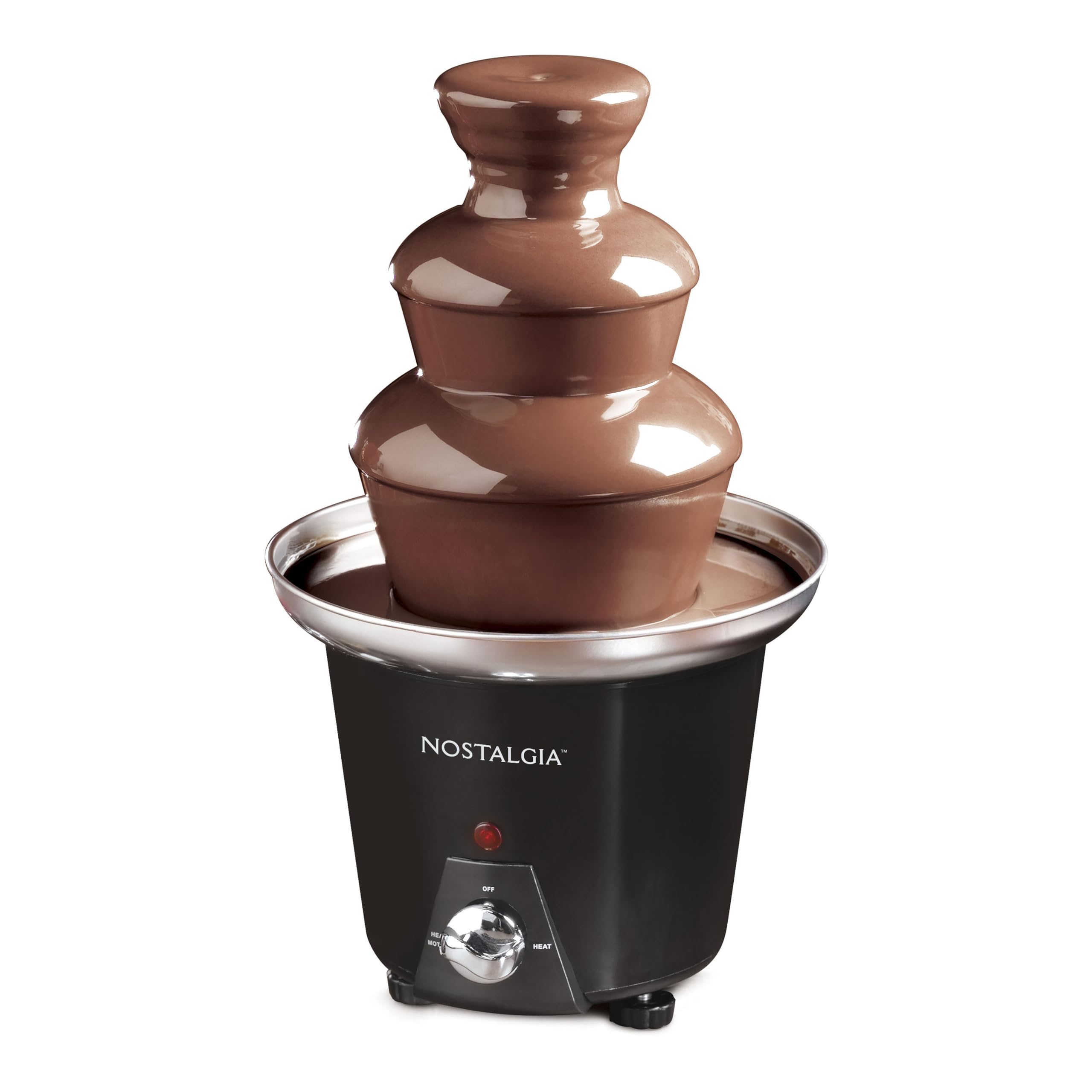 Nostalgia 3 Tier Electric Chocolate Fondue Fountain Machine for Parties - Melts Cheese, Queso, Candy, and Liqueur Dip Strawberries, Apple Wedges, Vegetables, and More, 936 ml Capacity, Stainless Steel