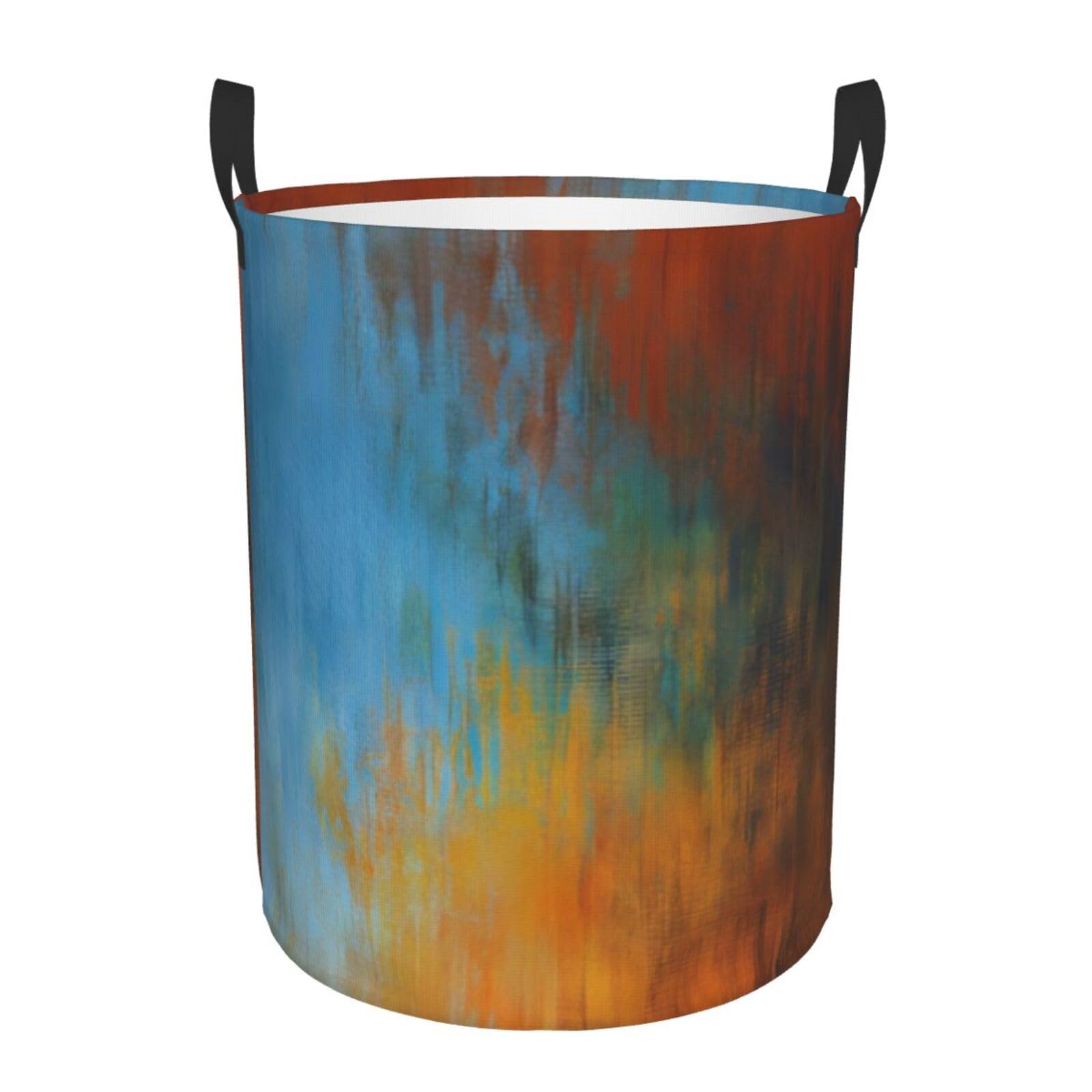 M Circular Hamper – Collapsible Colorful Watercolor Ink Print Laundry Basket