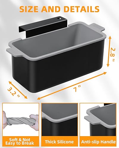 Miniatura 5 de TOHONFOO 2 forros de taza de grasa para parrilla Blackstone de 17, 22, 28, 36 pulgadas, con taza de grasa trasera, forros de silicona reutilizables,