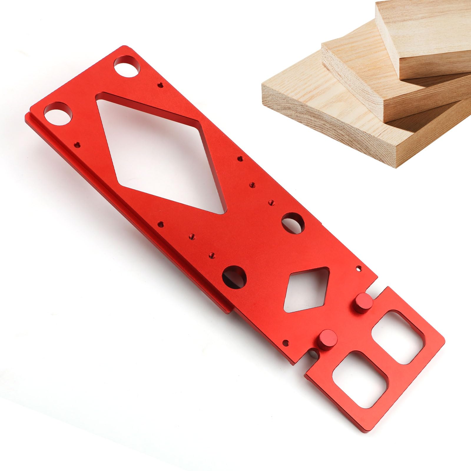 Butée d'angle pour rail de guidage, rail de guidage à angle droit à 90° usiné CNC 300 mm, compatible avec Festool et Makita, butée avec guide de bord pour scies circulaires (rouge)